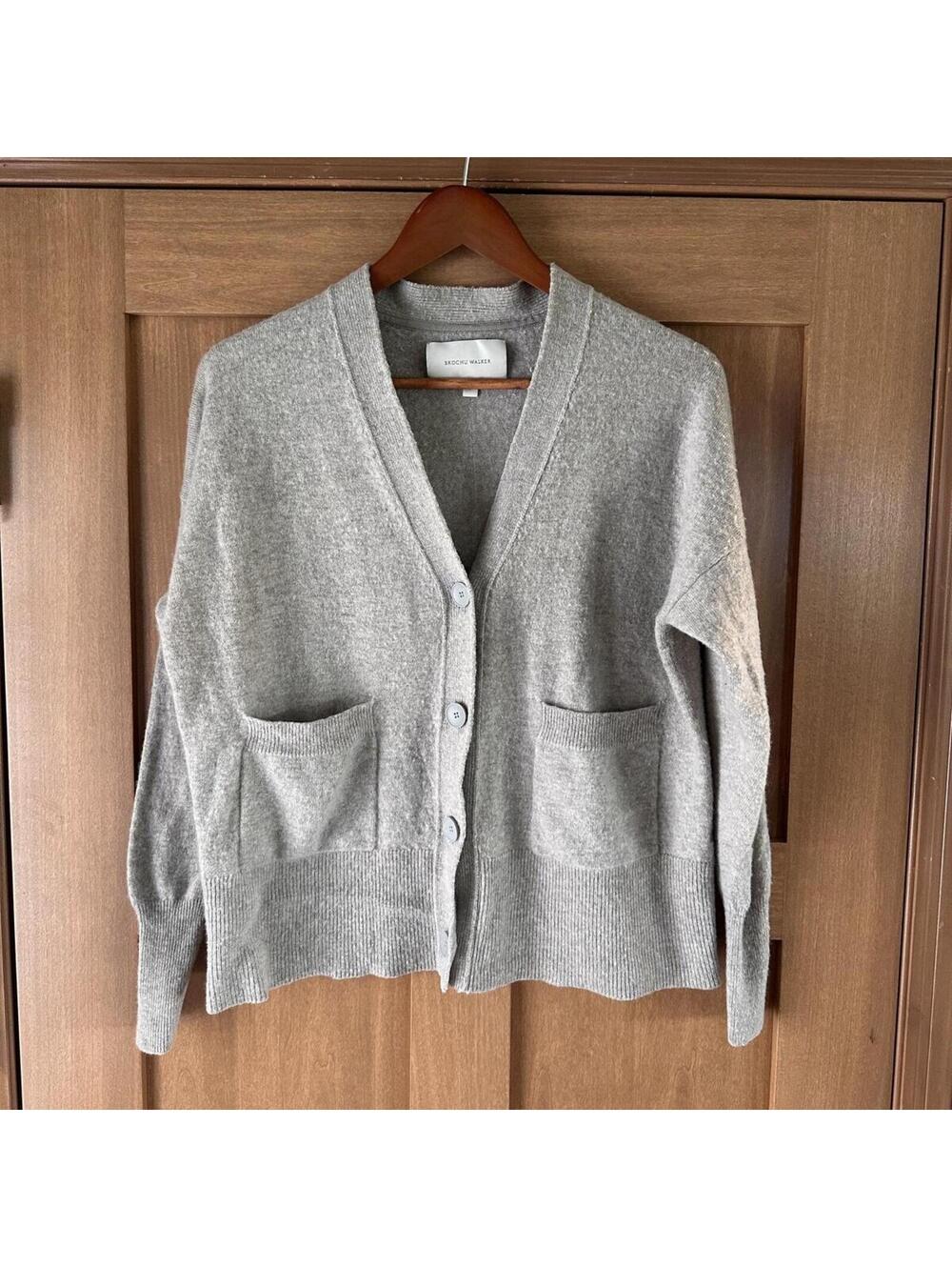 Brochu Walker Wool & Cashmere Button Front Cardigan Sweater Beige Women’s Small